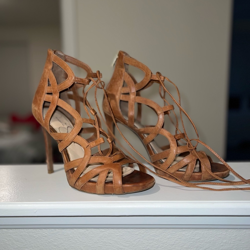 Jessica Simpson Brown Strappy Heels